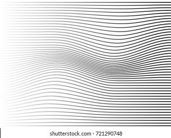 Abstract flowing wave lines surface with colorful soft tone color palette on black background for design element, banner, background