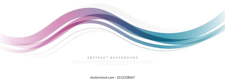 Onda que fluye Abstractas en el fondo blanco con el espacio para su texto. Líneas de curva de gradiente de moda. Elemento de forma de onda transparente. Diseño moderno. Concepto de tecnología futurista. Ilustración vectorial