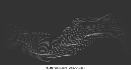 Abstract flowing wave of particles. Digital motion element for modern design. Technology background.