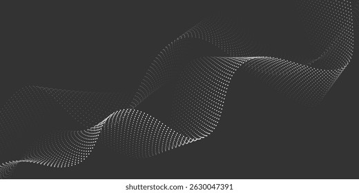Abstract flowing wave of particles. Digital motion element for modern design. Technology background.
