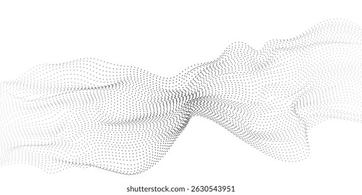 Abstract flowing wave of particles. Digital motion element for modern design. Technology background.