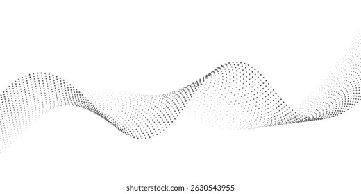 Abstract flowing wave of particles. Digital motion element for modern design. Technology background.