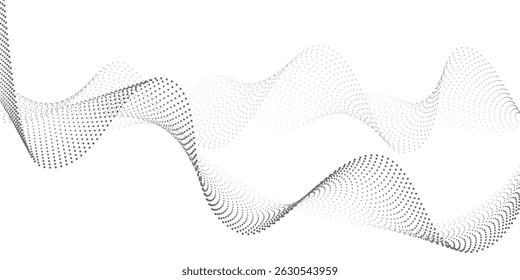 Abstract flowing wave of particles. Digital motion element for modern design. Technology background.