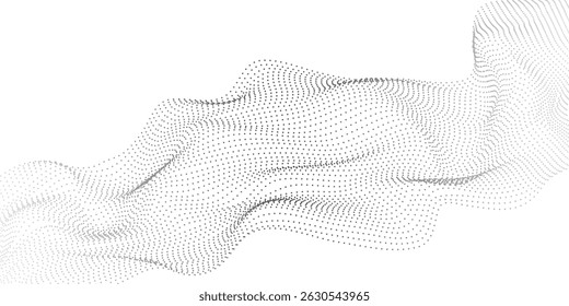 Abstract flowing wave of particles. Digital motion element for modern design. Technology background.