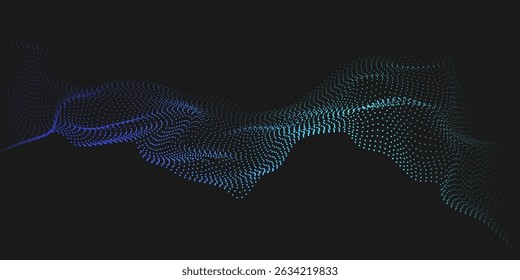 Onda Abstractas de partículas. Elemento de movimiento digital para un diseño moderno. Tecnología fondo oscuro.