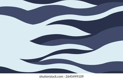 Abstrato padrão de onda fluente em azul frio e azul claro.  Perfeito para fundos, design de site ou impressões têxteis. Evoca serenidade, movimento e fluidez. Moderno, estilo minimalista.