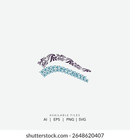 Padrão de onda de fluxo abstrato em gradiente roxo elegante e azul-petróleo, formas abstratas curvas dinâmicas com paleta de cores serenas