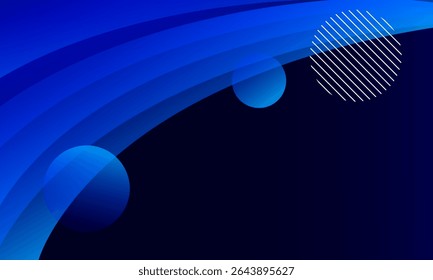 Abstract flowing wave pattern - geometric circles on a dark blue gradient background. Design elements. Vector illustration eps10. Futuristic concept. Perfect for modern projects,business, banner.