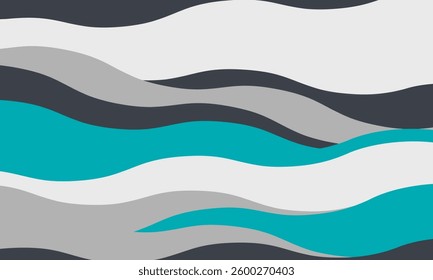 Abstract flowing wave pattern in teal, gray, and dark gray.  Stylish graphic design perfect for backgrounds, website headers, presentations, or print projects.