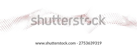 Abstract flowing wave of red dots on a white background, symbolizing energy, passion, or digital signals.