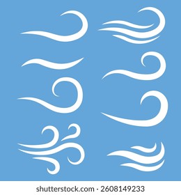 Abstract Flowing Wave Shapes on Blue Background