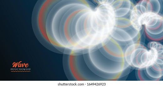Abstract flowing wave surface of circle lines blue background