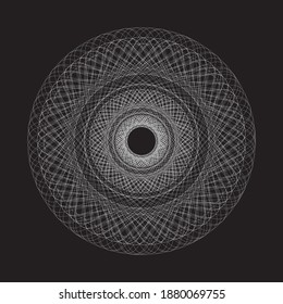 
Abstract flowing wave surface of circle White lines on Black background for design element, banner, backgrounds