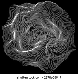 Abstract Flowing Wave Surface of Circle Lines. Sound Wave Design Element for Banner, Presentation, Poster, Background. Vector Illustration.