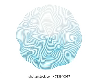 Abstract Flowing Wave Surface Of Circle Lines With Colorful Soft Tone Color Palette On White Background For Design Element, Banner, Background