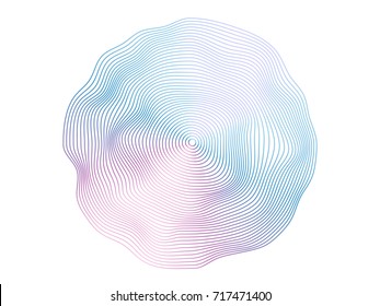 Abstract Flowing Wave Surface Of Circle Lines With Colorful Soft Tone Color Palette On White Background For Design Element, Banner, Background