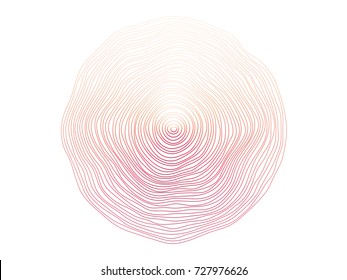 Abstract flowing wave surface of circle lines with red pink color isolated on white background for design element, banner, background