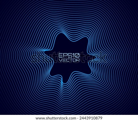 Abstract Flowing Wave Surface of Circle Lines. Sound Wave Design Element for Banner, Presentation, Poster, Background. Vector Illustration.