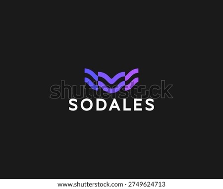 Abstract flowing wave vector logo. Creative flying bird gradient symbol. Dynamic emblem for technology, media, creative brands and innovation companies.