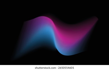 Abstract flowing wave of vibrant magenta and cyan light against a deep black background