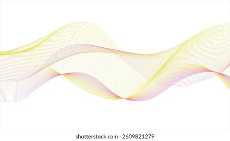 Abstract flowing waves in shades of light orange and yellow on a white background.