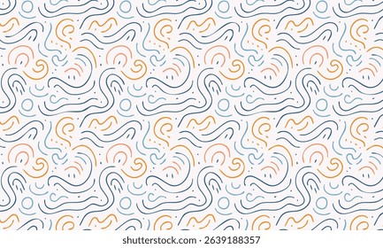 Abstract flowing wavy line art seamless pattern