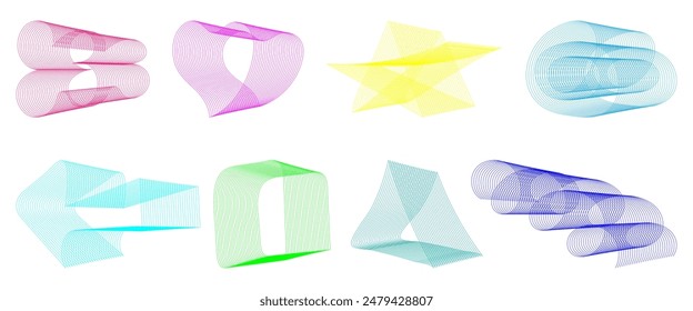 Abstract flowing wavy lines circle ring with neon rainbow gradient color. Digital round frequency track and voice equalizer. Vector elegant and blend design element