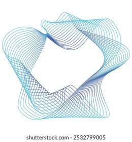Abstract flowing wavy lines circle ring with rainbow gradient color. Dynamic amorphous shapes, frame border. Round wave fluctuations. Vector blend design element