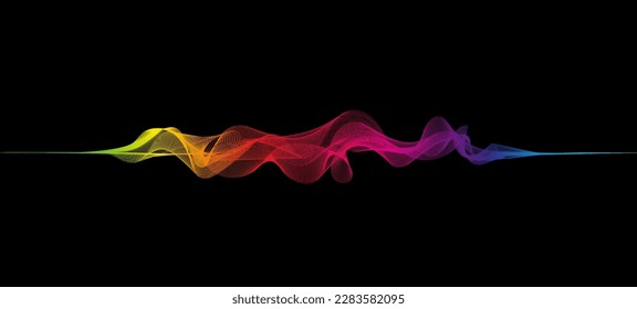 Abstract flowing wavy lines. Colorful dynamic wave. Vector design element for concept of music, party, AI, technology, modern.