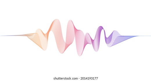 Resumen fluyendo líneas onduladas con color de gradiente rosa y azul. pista de frecuencia digital y ecualizador de voz. Fondo vectorial moderno