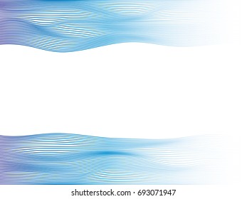 Abstract flowing wavy lines surface in blue on white background for design element, banner, etc