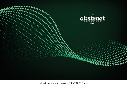 abstract flowline wave in white particle dots on emerald. comunication background can be use for advertisement poster website banner brochure template product package design and label vector eps.