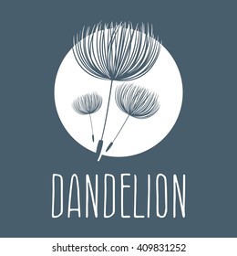 Abstract fluffy dandelion flower logo. Vector illustration 