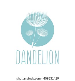 Abstract Fluffy Dandelion Flower Logo. Vector Illustration 