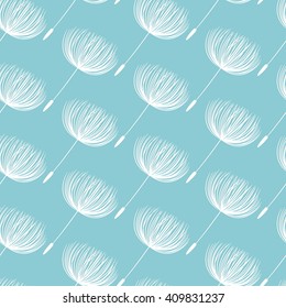 Abstract fluffy dandelion flower seamless pattern. Vector illustration 