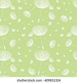 Abstract fluffy dandelion flower seamless pattern. Vector illustration 