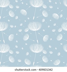 Abstract fluffy dandelion flower seamless pattern. Vector illustration 
