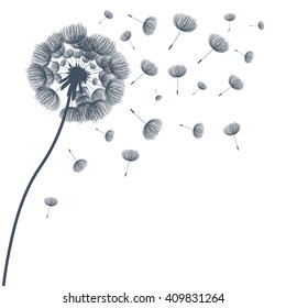 Abstract fluffy dandelion flower. Vector illustration 