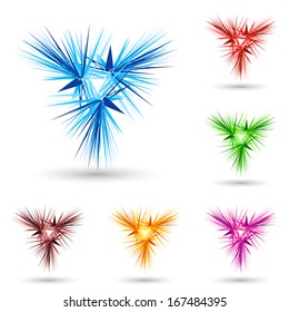 Abstract fluffy figure with color variations on white.
