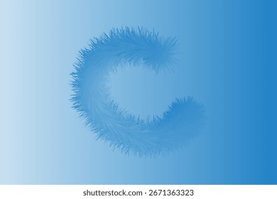 Letra Abstrata Fluffy C no Gradiente Azul