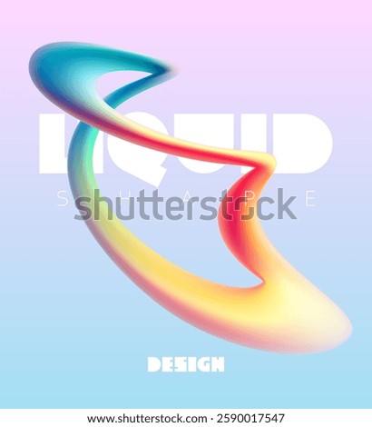 Abstract fluid 3D shapes. Colored dynamic lines of spiral tapes. Liquid poster design.