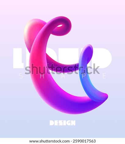 Abstract fluid 3D shapes. Colored dynamic lines of spiral tapes. Liquid poster design.