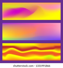 Abstract fluid 3d shapes vector trendy liquid colors banners set. Graphic mountain composition illustration. Modern vector template for brochure, leaflet, flyer, cover, catalog in square size.