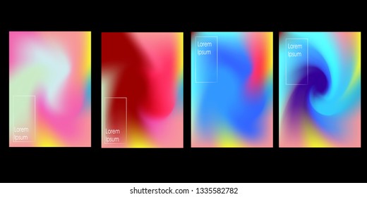 Fluid Colors Backgrounds Set Holographic Effect Stock Vector (Royalty ...