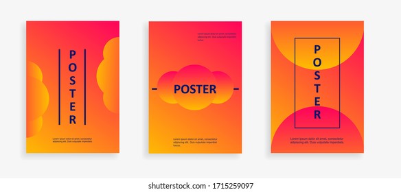 Abstract fluid 3d shapes vector trendy liquid colors backgrounds set. Colored fluid graphic illustration. Modern vector template for poster, brochure, leaflet, flyer, cover, catalog in A4 size.