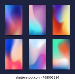 Abstract fluid 3d shapes vector trendy liquid colors backgrounds set. Banner and poster with colored fluid graphic composition illustration