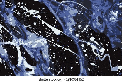 Abstract fluid art background. Alcohol ink texture with dark blue waves