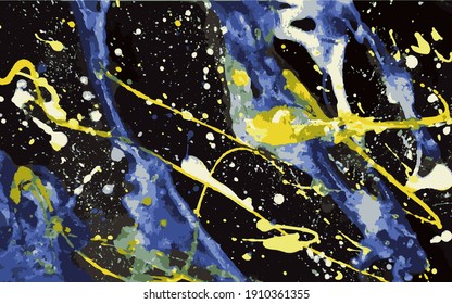 Abstract fluid art background. Alcohol ink texture with dark blue waves