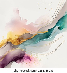 Abstract fluid art background design watercolor vector