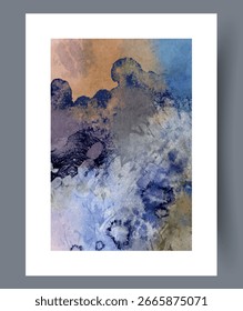 An Abstract Fluid Art Creation Featuring Beautiful Blue, Purple, and Gold Tones, Colors
